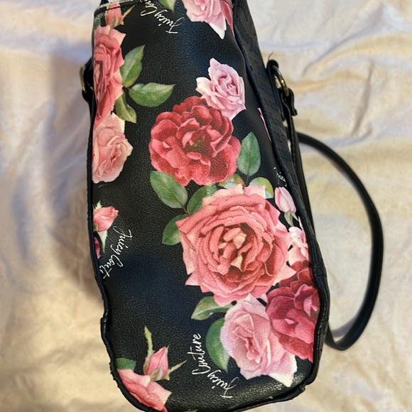 Juicy Couture Black Satchel with Pink Floral Accents - Picture 3 of 16